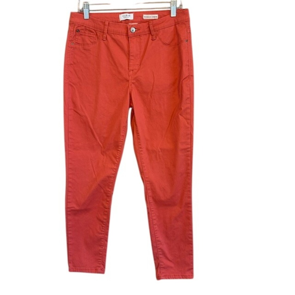 Curve‎ Appeal Women's Coral Red Minimalist Jegging Jeans Stretch Ankle 10/30